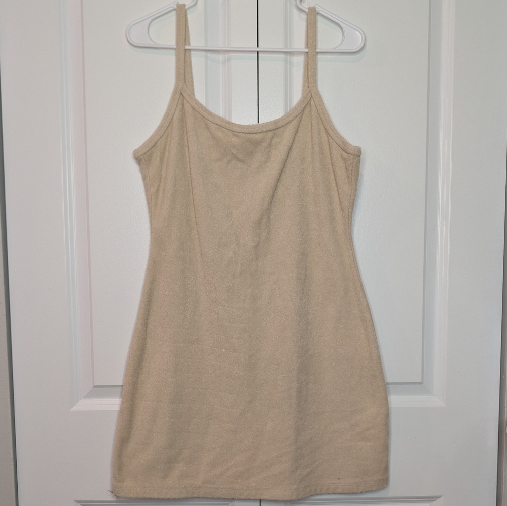 Abercrombie & Fitch Terry Cloth Mini Dress L Tan Cream Beach Coverup